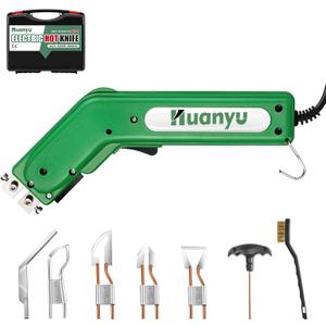 Huanyu Electric Hot Knife Rope Cutter Fabric Cutting Tool Kit 4 Blades Pro Fabric Cutting 600 C Heat Cutter 100W Heat Sealer for Sponge Cloth Board Webbing Continuous Working