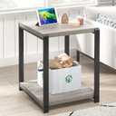 FOLUBAN Modern Side Table, Square End Table with Storage for Living Room Office, Rustic Bedside Table for Bedroom, Small Spaces, Light Grey, 18 inch