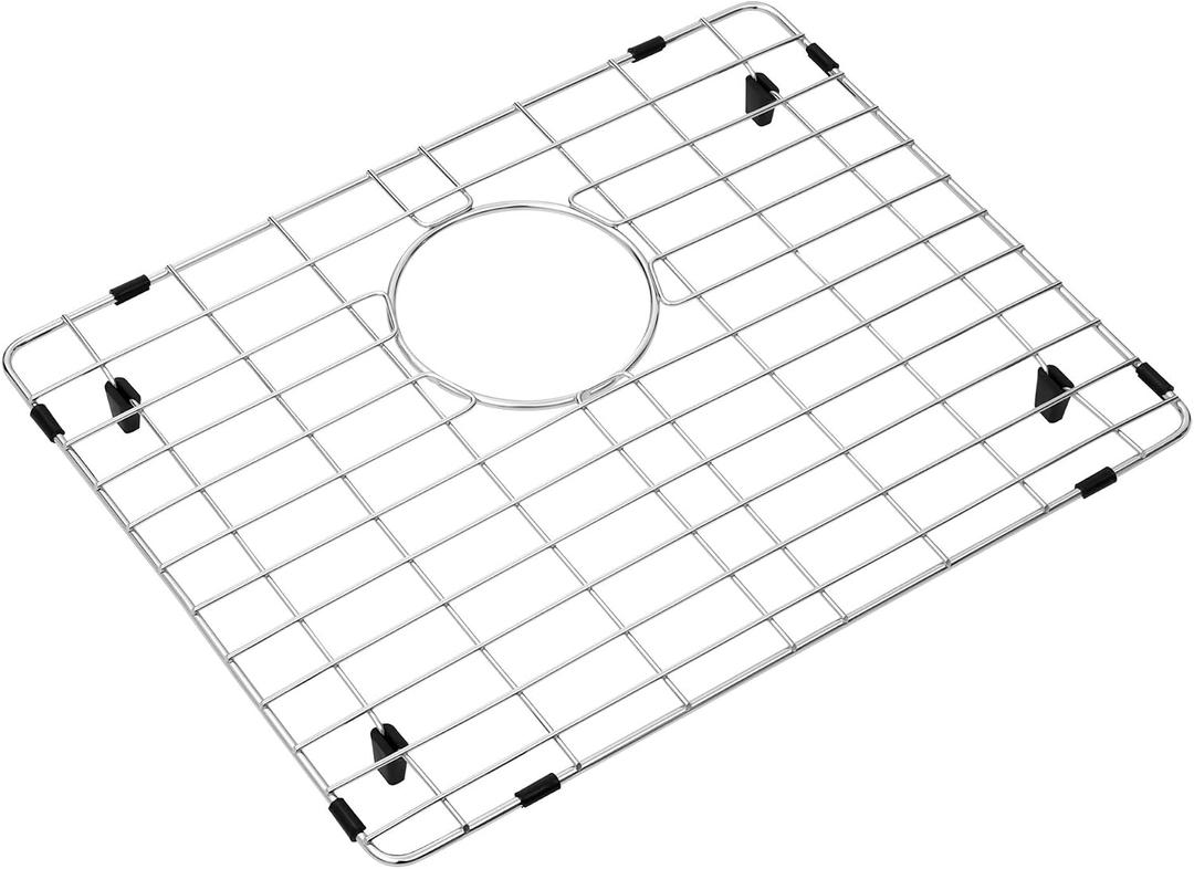 Kitchen Sink Grid and Sink Protectors, Stainless Steel Sink Grids for Bottom of Kitchen Sinks, 17 3/4" x 13 11/16" with Rear Drain for Single Sink Bowl, Sink bottom grid