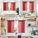 BGment Red Kitchen Curtains 36 Inch Length, Short Semi Sheer Drapes Lightweight Textured Rod Pocket for Bathroom Cafe Windows Over Sink, 2 Panels Set, Each 42 Inch Wide