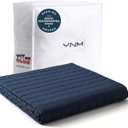 YnM 25lbs Weighted Blanket for Adults, Cotton Heavy Bed Throw Blanket with Cooling Glass Beads for All Season Use, Ideal for One Person of 240lbs (60x80 Inches, Queen Bed, Navy)