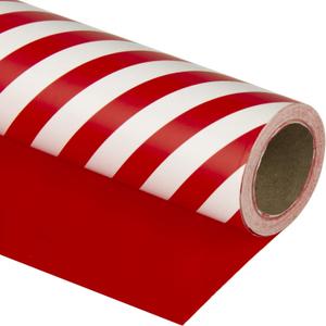 WRAPAHOLIC 30 Inch Reversible Wrapping Paper - Jumbo Roll Red and Stripes Design for Birthday, Holiday, Wedding, Baby Shower Wrap - 30 inch x 33 feet, 30x394 Inch