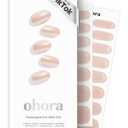ohora Semi Cured Gel Nail Strips (N Vanilla Chrome) - Works with Any Nail Lamps, Salon-Quality, Long Lasting, Easy to Apply & Remove - Includes 2 Prep Pads, Nail File & Wooden Stick
