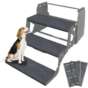 Upgraded RV Step Covers 22 Inch 3 Pack with Buckle, RV Stair Covers Wrap, Best Fits 8-11" Deep Camper Stairs, RV Step Rugs Gray, Kid & Pet Friendly (22" wide(snap fasteners))