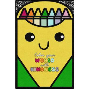 Flagship Carpets School Days Color Your World with Kindness Educational Area Rug for Kids Room, Children's Classroom Rug for Teaching and Playroom, 5' X 7'6"