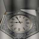 Large Wall Clock for Living Room Decor Crystal Crush Diamond Mirrored Sparkle Twinkle Bling Modern Wall Clock Big Silver Mirror Home Decorative 20 inch Silent Wall Clock for Indoor Decor