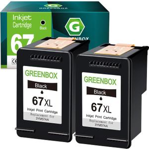 67XL Black Ink 2 Pack Replacement for HP 67 Black Ink Cartridge XL for DeskJet 4155e 2734e 4100e 2855e 4255e 2700 2755e 2700e Envy 6055e 6000 6455e 6400 Printer Ink 67