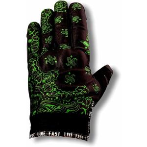 Live Fast Classic Black & Green Paisley Motorcycle Gloves - Best Mountain Leather Dirt Bike Moto Riding Motorcycle/Motocross Gloves for Men, Women Bikers (X-Large)
