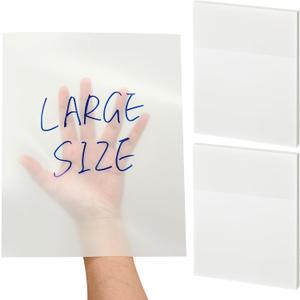 Gueevin 100 Sheets 8.5 x 11 Inch Transparent Sticky Notes, Extra Large Clear Self Sticky Notes, 2 Pads Waterproof Jumbo Translucent Paper, Office Supply(Blank Style)