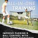 SKLZ Quickster Soccer Trainer - Dual-Sided Rebounder for Solo Passing, Receiving, Trapping Practice - Large & Small Rebound Net - Weather Resistant - Adjustable Frame, Metal Stakes & Carry Bag