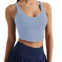 Women's Bustier Corset Crop Tank Tops Sleeveless Trendy Scoop Neck for Women Going Out Tops Summer Sexy High Impact (Blue, M)