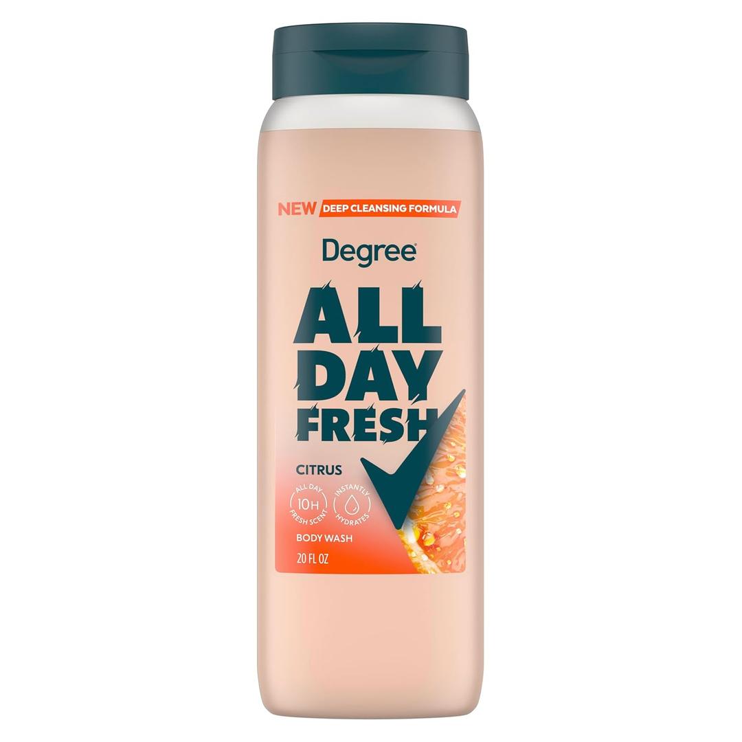 Degree All Day Fresh Body Wash Fresh Citrus Deep Cleansing 20 oz 