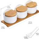 Ceramic Sugar Bowl with Bamboo Lids and Spoons Serving Tray, Porcelain Sugar Container for Sugar Tea Coffee Spice,Salt Condiment with Chalkboard Labels for Home Kitchen ,9.1 fl oz 270 ML,3PCS