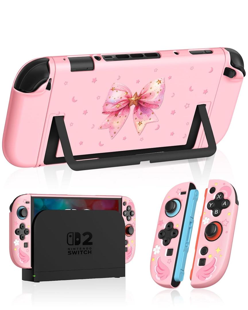 Dockable Case for Nintendo Switch 2 - Cute Kawaii Cartoon Design Soft TPU Grip Cover for Joy-Con PK MSNZS PC for Switch 2 Protective Case 2025 for Girls Boys Teens