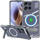 Magnetic Case for Motorola Moto G Power 2025, [Compatible with MagSafe] Built-in Flat Metal Kickstand, Thicken Bumper Frame Military Grade Protection Phone Cover for Moto G Power 5G 2025 (Clear)