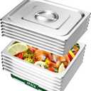 BAKPOCO Hotel Pan With Lid 1/2 Half Size - 2.5" Deep 6 Packs Stainless Steel Food Pan for Steam Table, Commercial Restaurant, Anti Jam, Buffet, Home