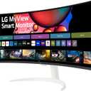 LG 34SR63QA-W 34 inch Smart Curved Monitor with Streaming TV, QHD 1440p, UltraWide Screen, USB Type-C 65W PD, 1800R, webOS, HDR10, 100Hz, Built-in Speaker, AirPlay2, Screen Share, Bluetooth, White