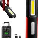 Rechargeable LED Flashlight Magnetic Light, Portable Work Light Trouble Lights Lamp for Mechanics, Compact Reliable and Super Bright Flash Light for Tool Gifts for Men(Red)