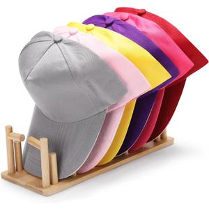 Bamboo Hat Rack 1-Pack Hat Organizer for Baseball Caps, Free-Standing Hat Holder for 18 Caps, Ideal for Closet, Bedroom, Dresser