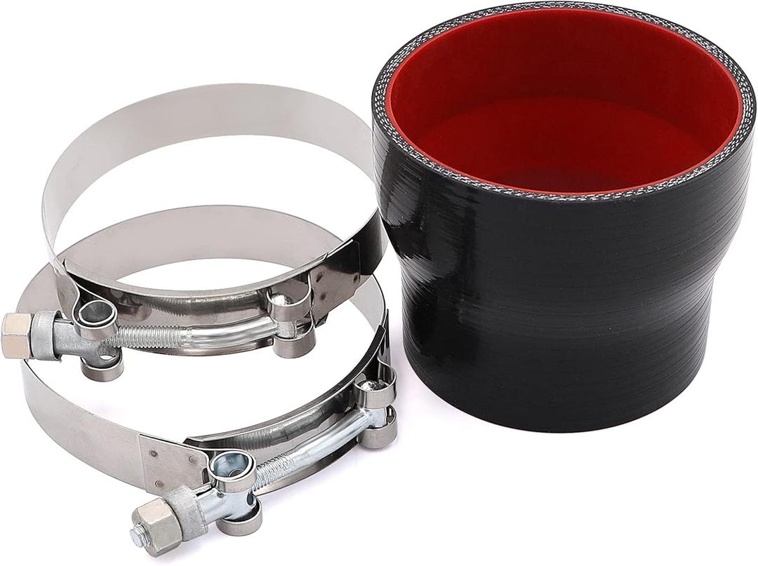 Straight Reducer Coupler Silicone Hose ID 3inch to 3.5inch 4-Ply with Stainless Steel T-Bolt Clamp for Turbo/Intercooler/Intake Piping