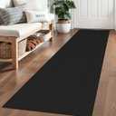 Braided Runner Rug 2x6 Ft Washable Runners for Hallways Non Slip Rubber Backed Kitchen Runners Cotton Entryway Runner Indoor, Woven Floor Carpet for Hall Kitchen Bedroom, Black/Grey