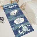 GUBIYU Rustic Coastal Runner Rug Ocean Beach Mat Area Rug Navy Blue Non-Slip Doormat Carpet Printing Rug for Living Room, Bedroom, Kitchen, Bathroom Kitchen Rugs Washable 23.6"x59"