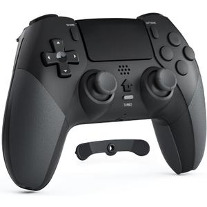 CHEREEKI Wireless Controller for PS4 with 2 Macro Buttons, 3.5mm Audio and Turbo Function, 6-Axis Motion Control, Dual Vibration, Gamepad Joystick for PS-4, Compatible with PS-4, Slim, Pro (Black)