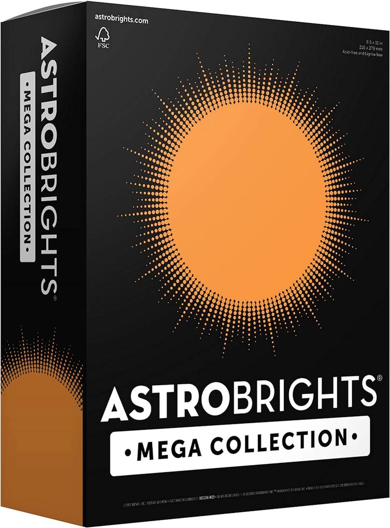 Astrobrights Mega Collection, Colored Paper, Bright Orange, 625 Sheets, 24 lb/89 gsm, 8.5" x 11" - MORE SHEETS! (91619)