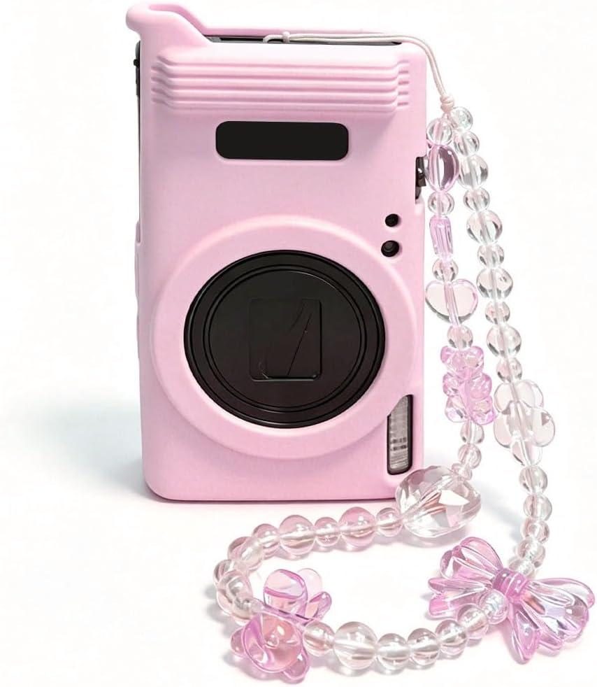 Silicone Case for Canon PowerShot IXY 650/ELPH 360 Cameras, Soft Silicone Camera Case, Slim Fit Scratch-Resistant Portable Protective Case for Camera Body .Give a Crystal Chain(Pink)
