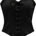 Milumia Women's Faux Suede Lace Up Tube Top Boho Strapless Sleeveless Western Crop Corset Tops, XS