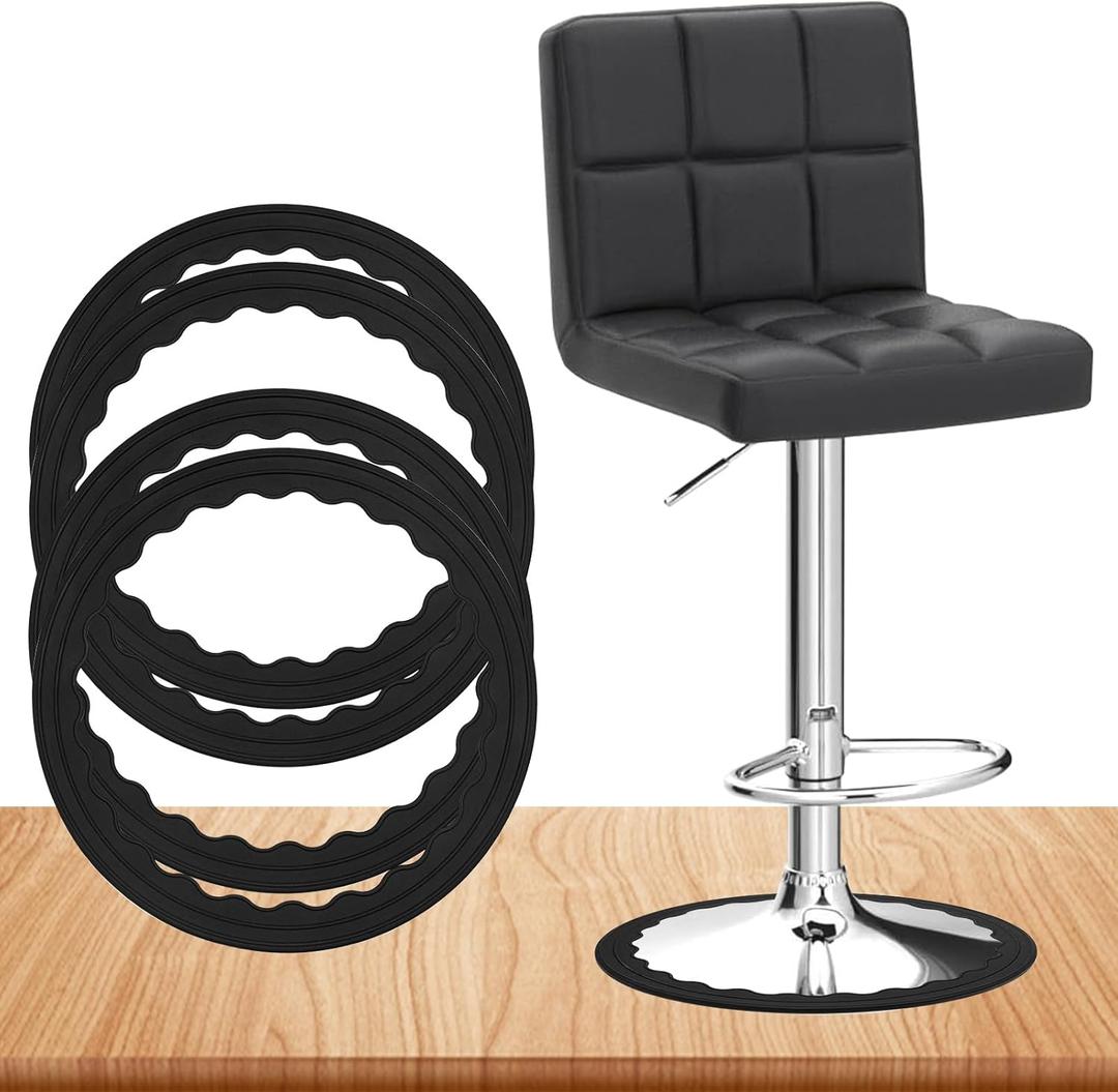 4 Pack Bar Stools Leg Protectors Ring, Non Slip Silicone Chair Leg Floor Protector, Pads Bottom Protect Wooden Floor No Scratches No Noise Anti-Slip, Stretchable Fits 16.5" to 18.5" Chair Base, Black