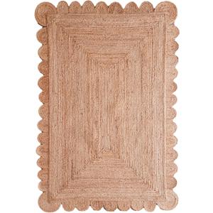 Scallop Pattern Jute Bohemian Area Rug (Natural, 4' x 6')