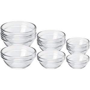CAOXIAOXUYAO 9-Piece Mini Glass Prep Bowls Set - 4x 1.5 oz, 4x 2.5 oz, 4x 4.5 oz Small Nesting Mixing Bowls for Kitchen, Food Prep, Spices, Sauces & Snacks