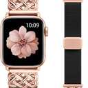 Minyee Magnetic Stretchy Band Compatible with Apple Watch Bands 38/40/41/42 Women Men, Celtic Knot Soft Elastic Nylon Fabric Strap for iWatch Series 11 10 
