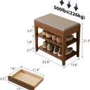 Small Shoe Bench with Storage, Wooden Shoe Storage Bench with Cushion&Hidden Drawer, 2-Tier Shoe Rack Bench for Entryway, Mudroom, Hallway, 23.6"W x 13.6"D x 21.3"H