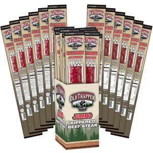 Old Trapper Kippered Steak, Old-Fashioned Flavor, Two-Ounce Individually Wrapped Packages, Savory Meat Snack for Between Meal Bites, 22 Grams of Protein per Serving (Pack of 12) Best By: 12/2026