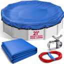 21 Ft Round Premium Heavy-Duty Winter Pool Cover - Royal Blue, Extra Thick and Durable, Tear-Proof, UV-Resistant, Reinforced Edges, Easy Install, All-Season Protection for Above Ground Pools