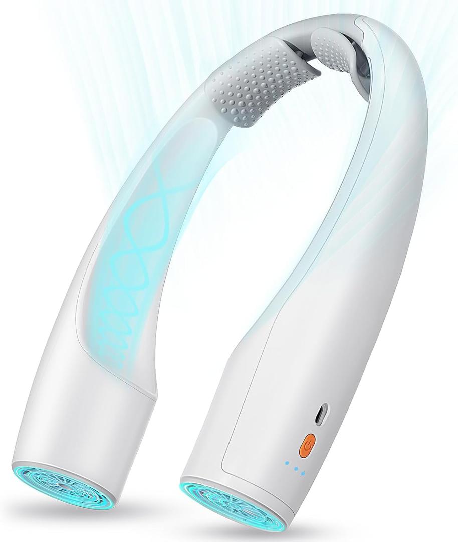 AI Neck Fan, 4 Speeds Adjustable Portable Personal Fan Rechargeable, 4000 mAh Battery Faster Cooling Wearable Fan, Ultra Quiet for Home, Office, Travel, Outdoor (White)