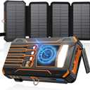 SOARAISE Solar Charger Power Bank - 48000mAh Wireless Portable Charger Built-in 4 Cables and 4 Solar Panels, PD QC 3.0 Fast Charging USB C Battery Pack with Flashlight for Camping Travel