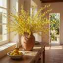 XunYee Fake Forsythia Long Stems Artificial Forsythia Branches Yellow Flower Branches Artificial Orchids Flower Branch Faux Flowers Stem for Home Wedding Indoor Outdoor Decor (39.5 Inch,24 Pcs)