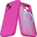 MCFANCE Silicone Magnetic for iPhone 14 Plus Case, Compatible with MagSafe, Full Camera Protection Soft Anti-Scratch Microfiber Lining for iPhone 14 Plus 6.7 inch 2022, Neon Pink