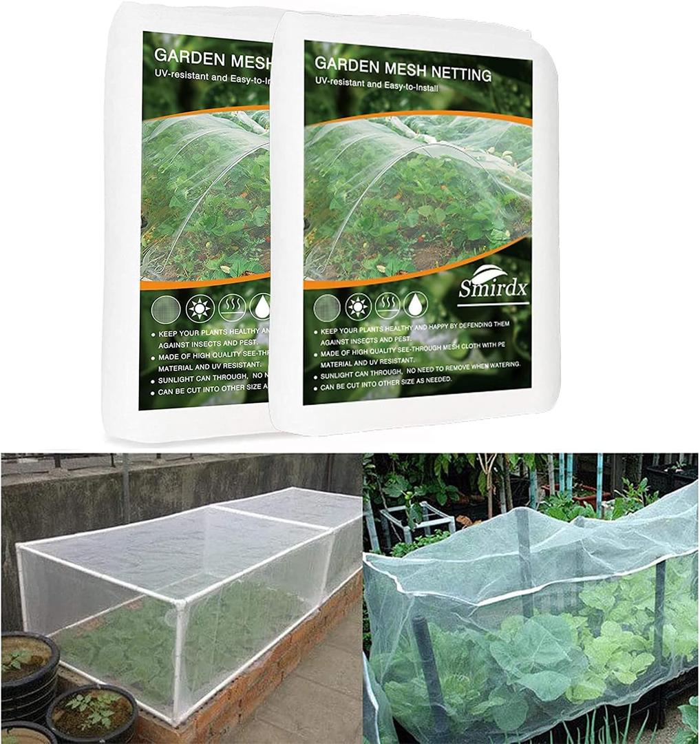 2 Pcs Ultra Fine Garden Mesh Netting, 6.6 x 9.9FT Bird Pest Screen Barrier Netting, Thicken Plant Covers Protect Plant Fruits Flower Vegetable Blueberry Bushes Health Growing