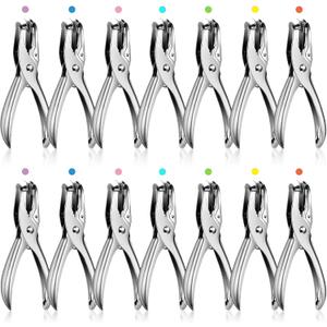 Lanties 24 Pack 1 Hole Punch 1/4 Inch Single Hole Puncher Metal 5 Sheet Capacity Single Punch Set Back to School Silver Paper Punches for Greeting Cards Scrapbook Notebook Puncher Paper Hand Tool