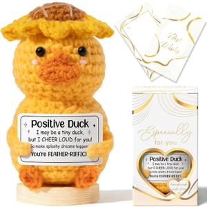 6 x Emotional Support Crochet Positive Duck Inspirational Cheer Up Gifts for Women, Handmade Positive Crochet Gift Thank You Birthday Mothers Day Teacher Appreciation Gifts for Coworker Nurse Mom Friends