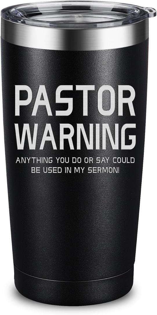 ARIABLE Pastor Warning Anything You Do or Say Could Be Used In Sermon 20 Ounce Black Vacuum Insulated Tumbler Funny Stainless Steel Drinkware Preacher Minister Appreciation Ordination Christmas Gifts