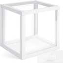 Menkxi Clear Wedding Card Box with Slot 10 x 10 x 8.5 Large Acrylic Card Box for Party Wooden Envelope Holder with Sign for Wedding Quinceanera Birthday Baby Shower Decorations(White,Wood)