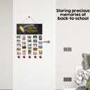 Back To School Decoration - 13'' x 5.5'' Pencil Welcome Wooden Sign With 5 Hanging Apples - Photo Hanging Display Picture Board with 30 Clips - Wall Art Classroom Wall Plaque Decor & Supplies - A05