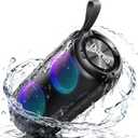 Bluetooth Speaker with 360°HD Stereo Sound, BT5.3, Builtin Mic, RGB Lights, NEW Portable Wireless Speaker IPX7 Waterproof, 12H Playtime, Speaker for Outdoors, Home/Trip/Ideal Gift for Men Women, Blue