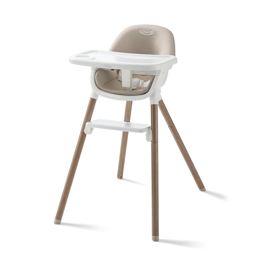 Graco Ready2Dine DLX 4-in-1 Highchair, Portable High Chair with 4 Growing Stages, Foldable Baby High Chair, Toddler Feeding Seat, Youth Stool, and Big Kid Seat, Linden