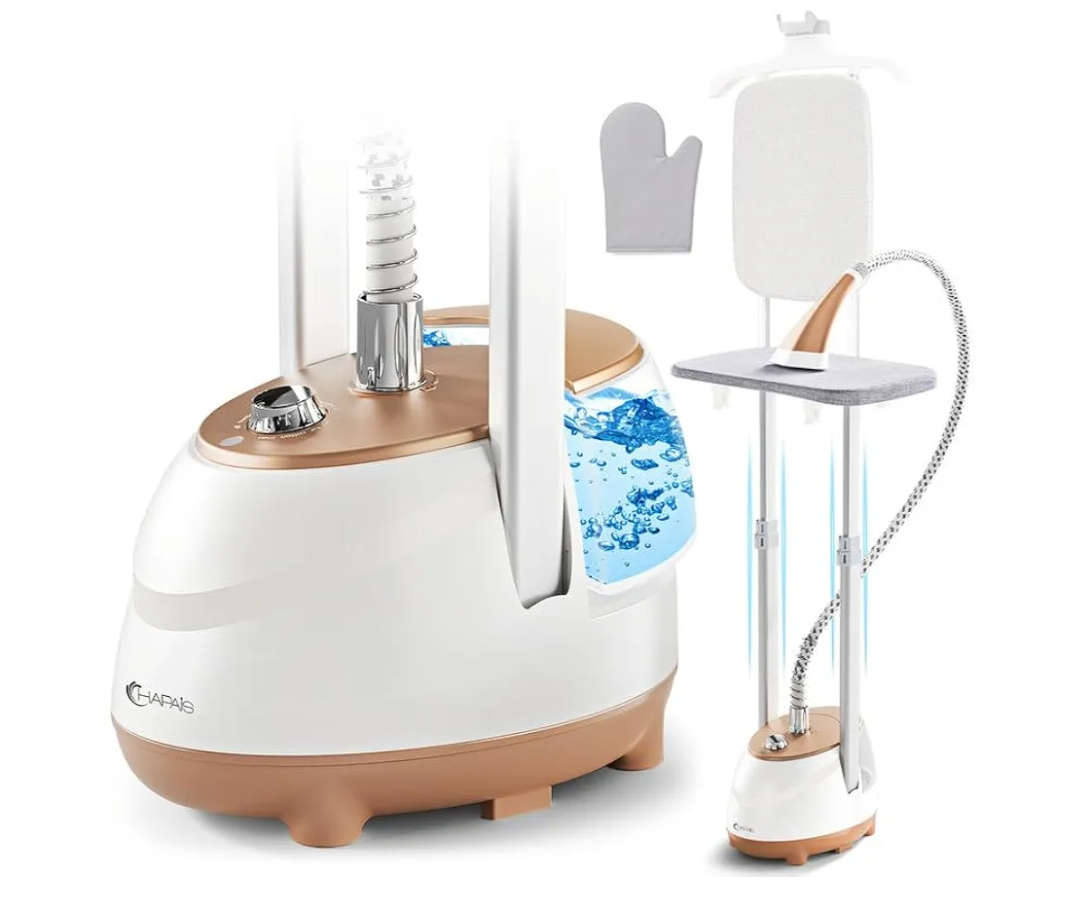 Steamer for Clothes,1800W Standing Garment Steamer with Adjustable Double Rod,Flat and Hanging Ironing,Clothes Steamers with 10 Ironing Modes,30s Fast Heat-up